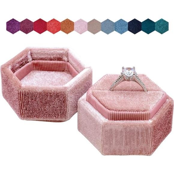 Velvet Ring Box | Ring Holder | Jewelry |Proposal |Wedding |Ceremony |Engagement - Picture 1 of 7